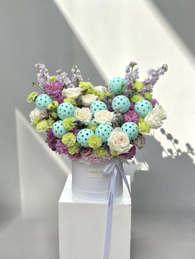 Pickle Ball Themed Floral Box For Gifting