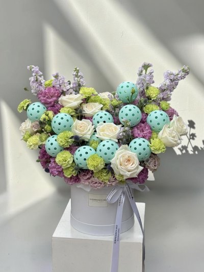 Pickle Ball Themed Floral Box For Gifting