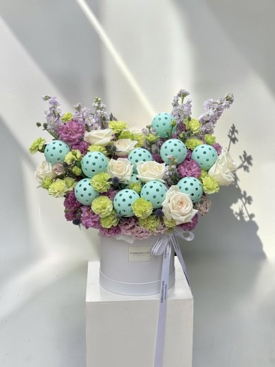 Pickle Ball Themed Floral Box For Gifting