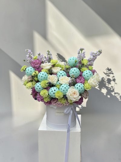 Pickle Ball Themed Floral Box For Gifting