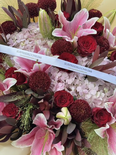 Mix Red Pink Hydrangea Lily Grand Bouquet XL