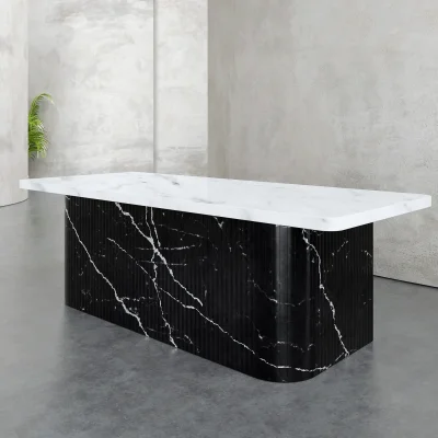 Marble Office Desk Black White Designed Profiled Exterior