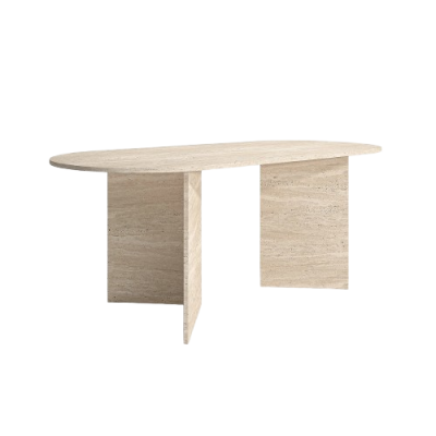Marble Dining Table V Shaped Leg Round Edge