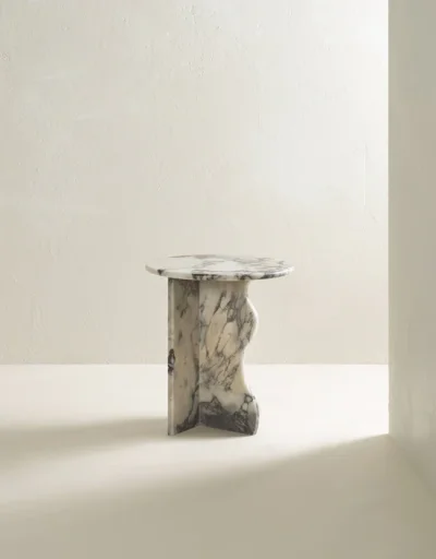 Marble Bedside Table Wavy Round Top Table