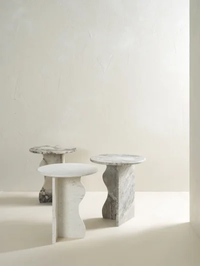 Marble Bedside Table Wavy Round Top Table