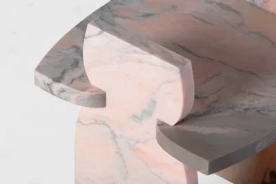 Marble Bedside Table Structured Unique Abstract Designed