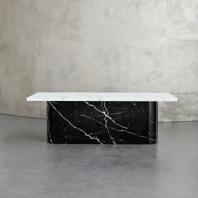 Marble Office Desk Black White Designed Profiled Exterior