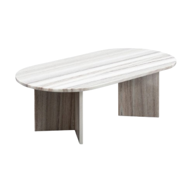 Marble Coffee Table Oval Minimalistic V Stand