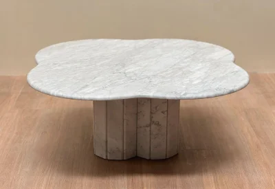 Marble Coffee Table Flower Designed Puzzled Legged
