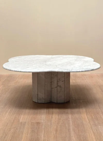 Marble Coffee Table Flower Designed Puzzled Legged