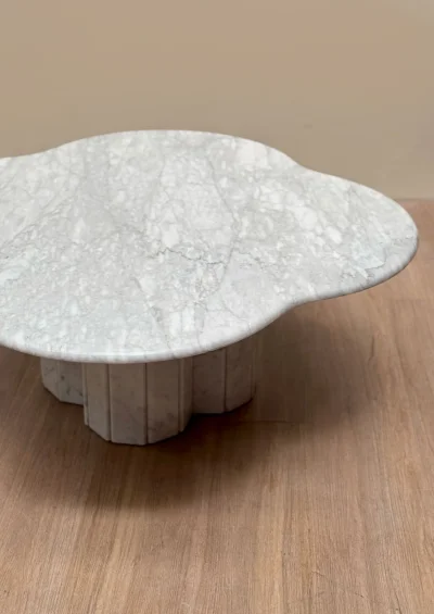Marble Coffee Table Flower Designed Puzzled Legged