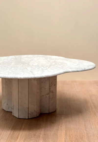 Marble Coffee Table Flower Designed Puzzled Legged