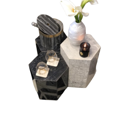 Mable Bedside Table Hexagonal Shaped Feet Room