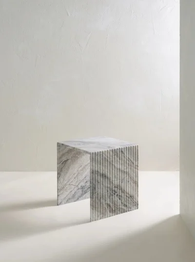 Marble Bedside Table N Shaped Profiled Legged