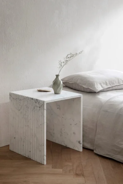 Marble Bedside Table N Shaped Profiled Legged