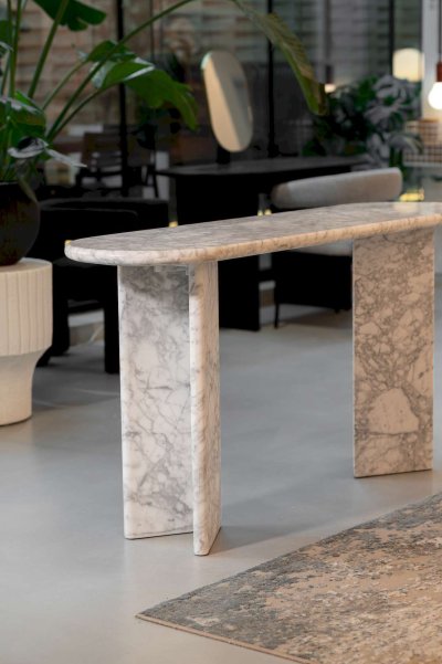 Marble Console Table V Shaped Circular Edge