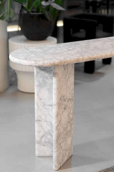 Marble Console Table V Shaped Circular Edge