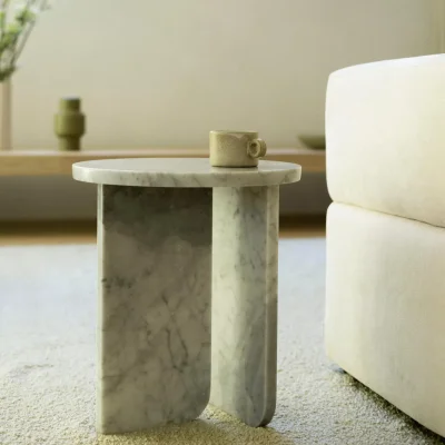 Marble Side Table Round Edge Standard U Leged