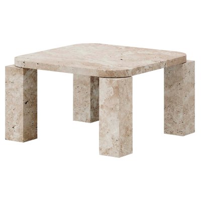 Marble Coffee Table Cube Hanged Top Structural Side