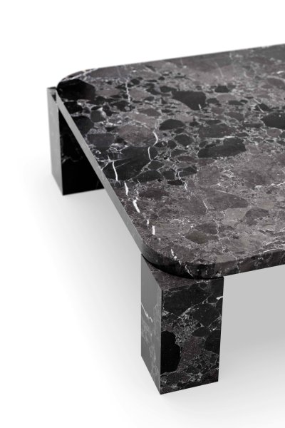 Marble Coffee Table Cube Hanged Top Structural Side