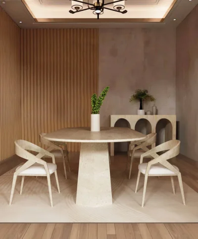 Marble Dining Table Pyramid Hexagonal Shaped Leg Round Edge Marble Dining Table Pyramid Hexagonal Shaped Leg Round Edge