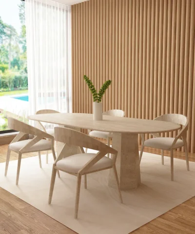 Marble Dining Table Pyramid Hexagonal Shaped Leg Round Edge Marble Dining Table Pyramid Hexagonal Shaped Leg Round Edge