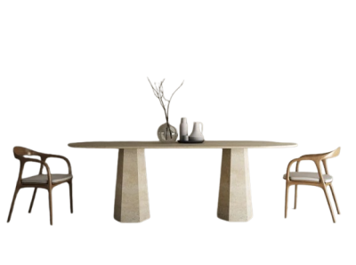 Marble Dining Table Pyramid Hexagonal Shaped Leg Round Edge Marble Dining Table Pyramid Hexagonal Shaped Leg Round Edge