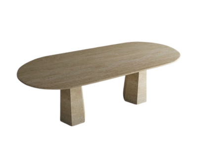 Marble Dining Table Pyramid Hexagonal Shaped Leg Round Edge
