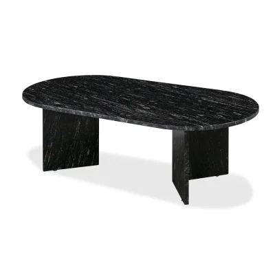Marble Coffee Table Oval Minimalistic V Stand
