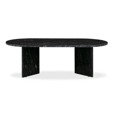 Marble Coffee Table Oval Minimalistic V Stand