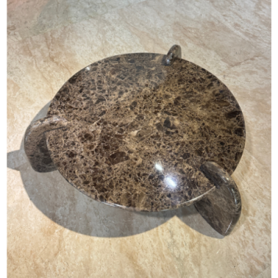 Marble Coffee Table Dark Emperador Eclipse Round 3 Legged