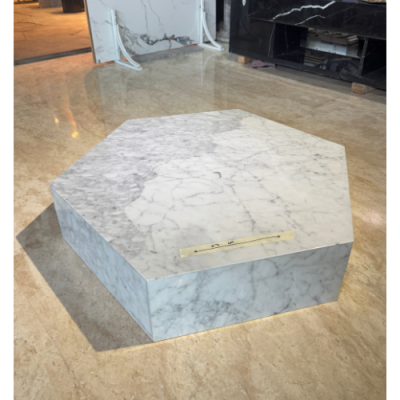 Marble Coffee Table Hexagonal White Symmetrical Continental