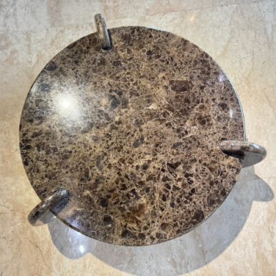 Marble Coffee Table Dark Emperador Eclipse Round 3 Legged
