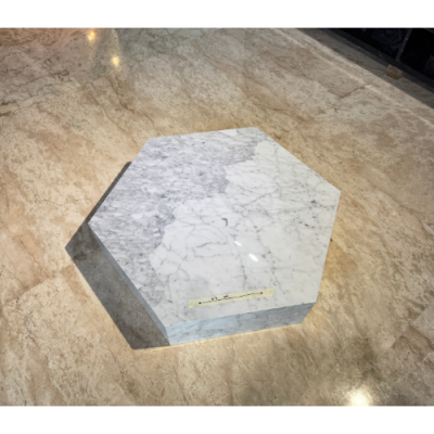 Marble Coffee Table Hexagonal White Symmetrical Continental