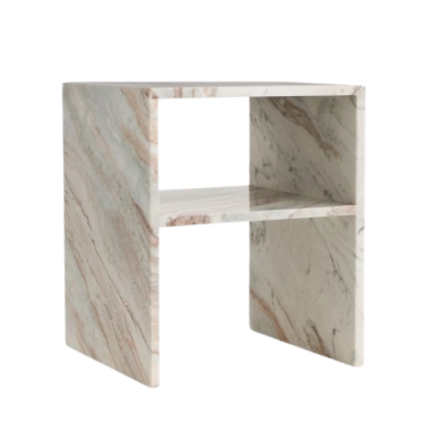Marble Bedside Table Shelf Stand Hard Square