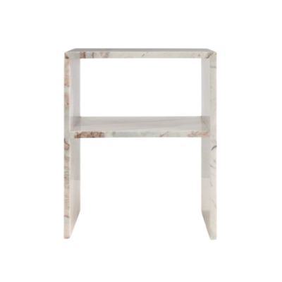 Marble Bedside Table Shelf Stand Hard Square