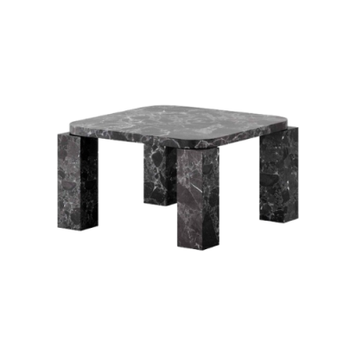 Marble Coffee Table Cube Hanged Top Structural Side