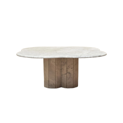 Marble Coffee Table Flower Designed Puzzled Legged