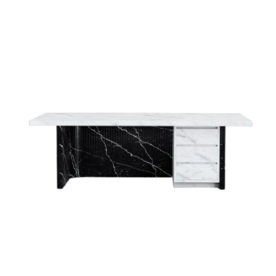 Marble Office Desk Black White Designed Profiled Exterior