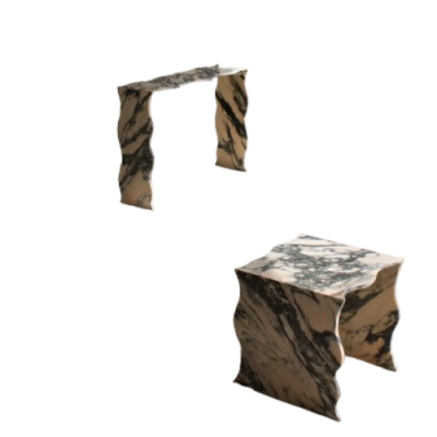 Mable Side Table Wavy Texture Designed Mable Side Table Wavy Texture Designed