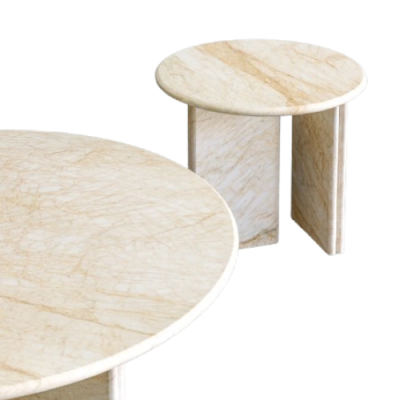 Mable Coffee Table Double Legged Stand Circular Top