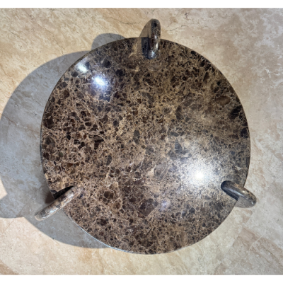 Marble Coffee Table Dark Emperador Eclipse Round 3 Legged