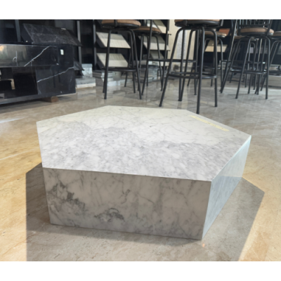 Marble Coffee Table Hexagonal White Symmetrical Continental