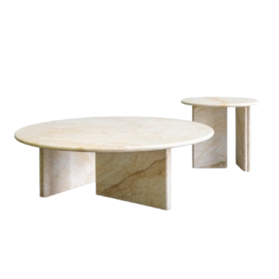 Mable Coffee Table Double Legged Stand Circular Top