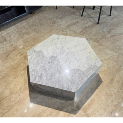 Marble Coffee Table Hexagonal White Symmetrical Continental