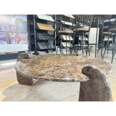Marble Coffee Table Dark Emperador Eclipse Round 3 Legged