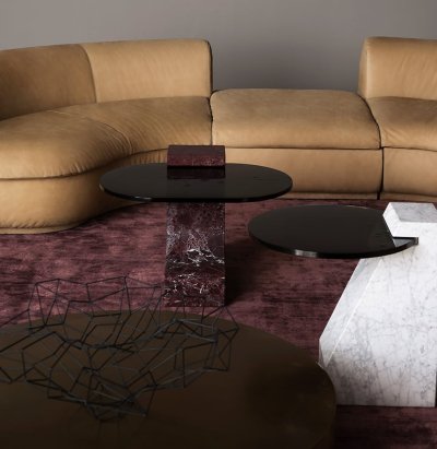 Marble Side Table Hanged Top Structural Side