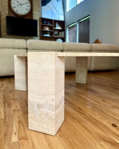 Marble Coffee Table Cube Hanged Top Structured