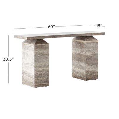 Marble Console Table Pyramid Structured Twin Tower