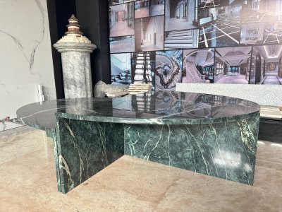 Marble Coffee Table Stacked Emerald Design Veins